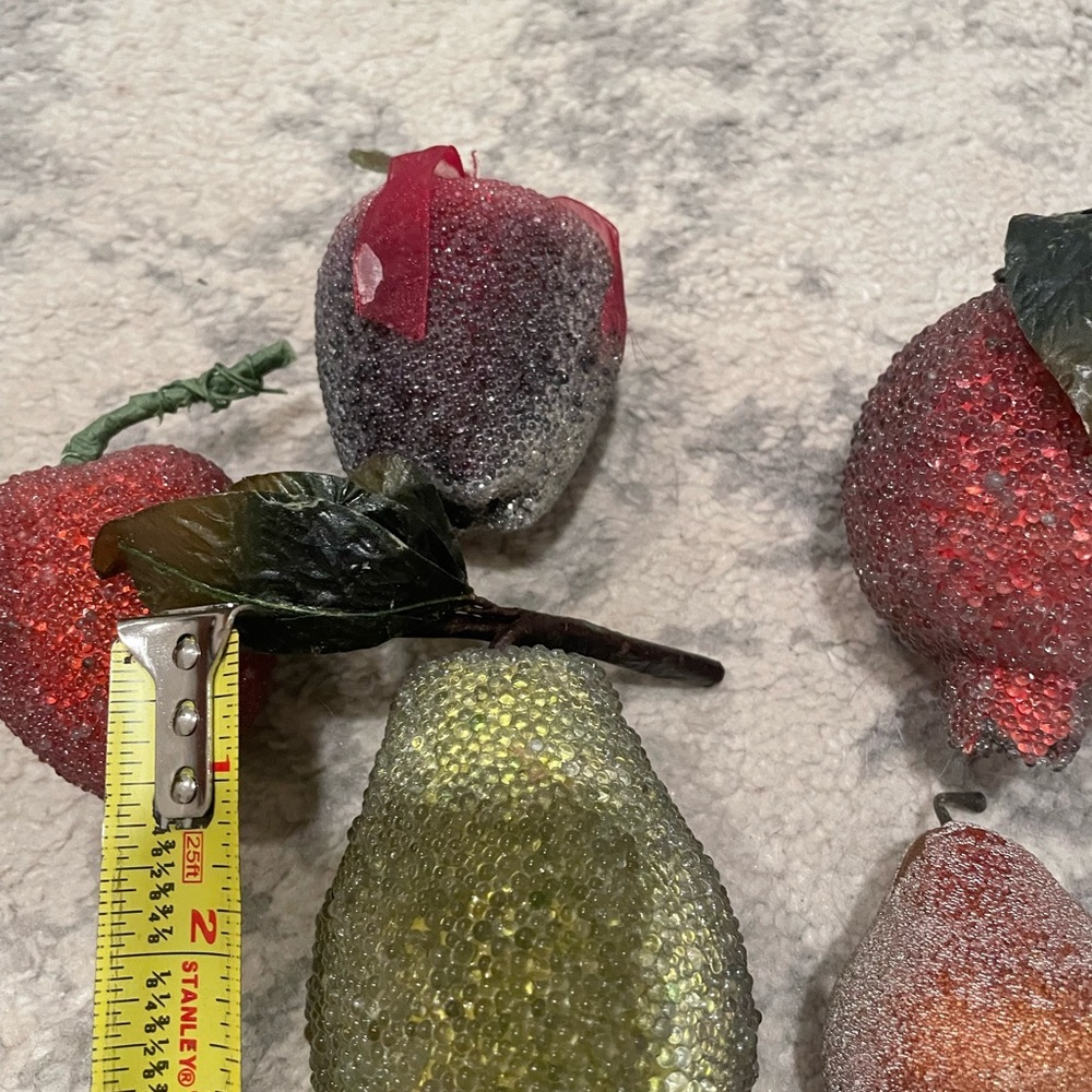 Artificial Beaded Fake Faux Fruit Sugared Lot of 5 . Vintage pears, pomegranate - Picture 8 of 10